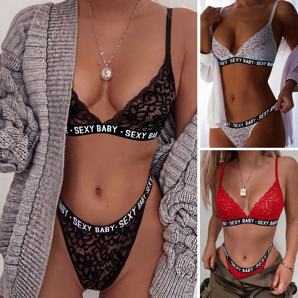Women Sexy Lingerie Bra G String Thongs Underwear Nightwear Sleepwear Set Ladies