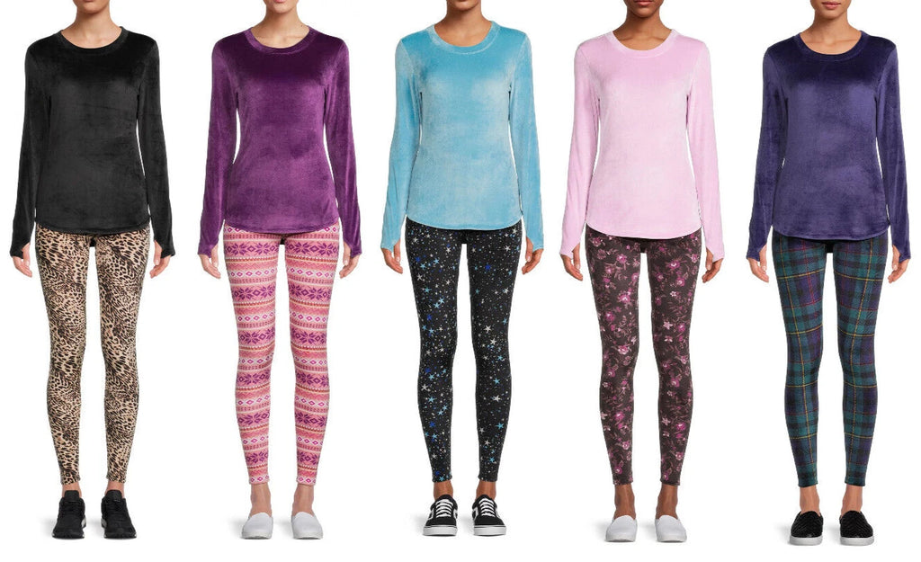 Cuddl Duds VELOUR 2pc Set ClimateRight Womens S-2X Top Legging Pajama Base Layer