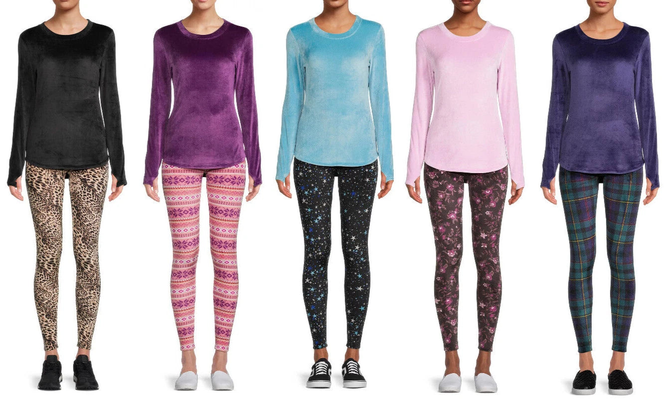 Cuddl Duds VELOUR 2pc Set ClimateRight Womens S-2X Top Legging Pajama Base Layer