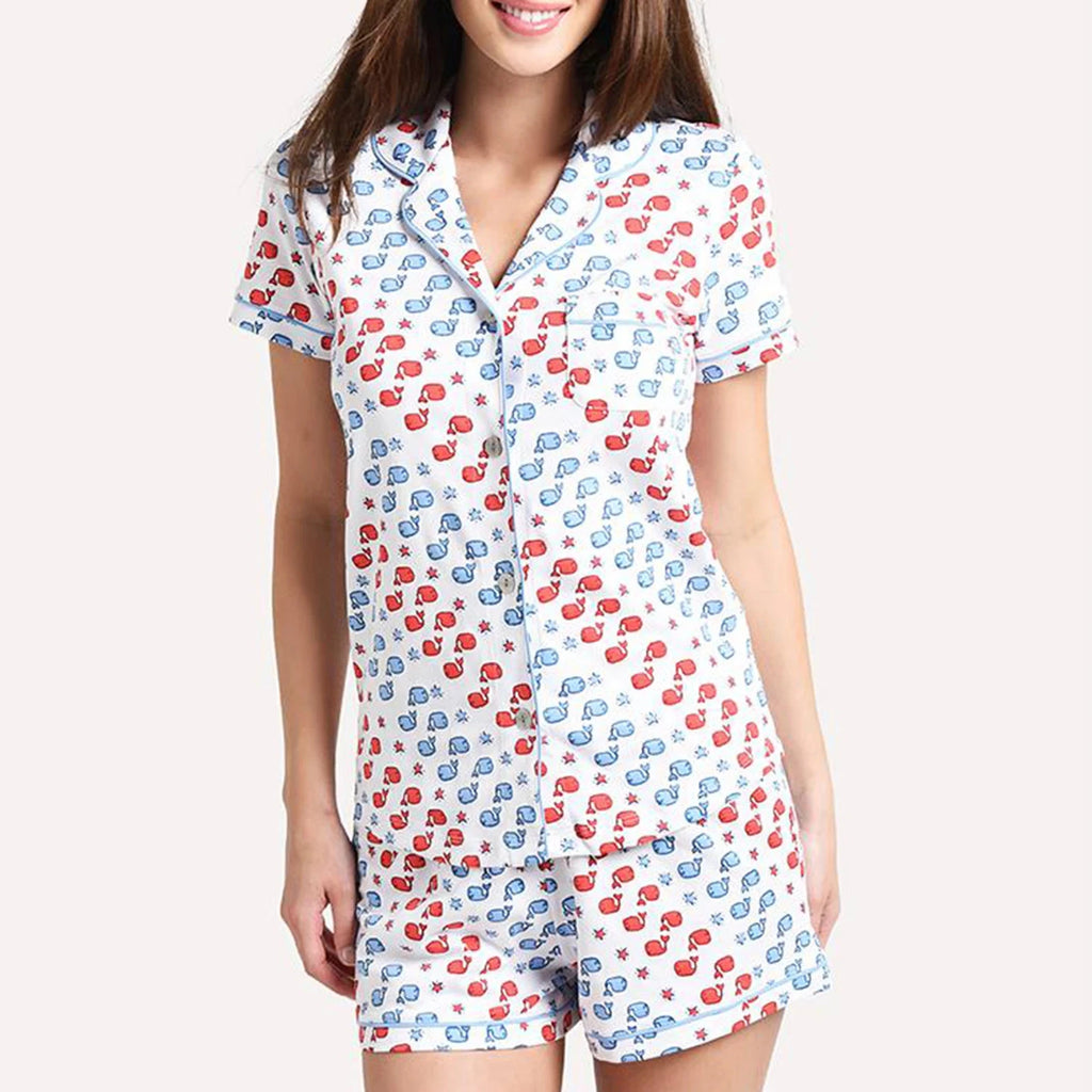 Womens Cute Roller Rabbit Pajamas Monkey Print Sleep Pajama Shorts Set for Women