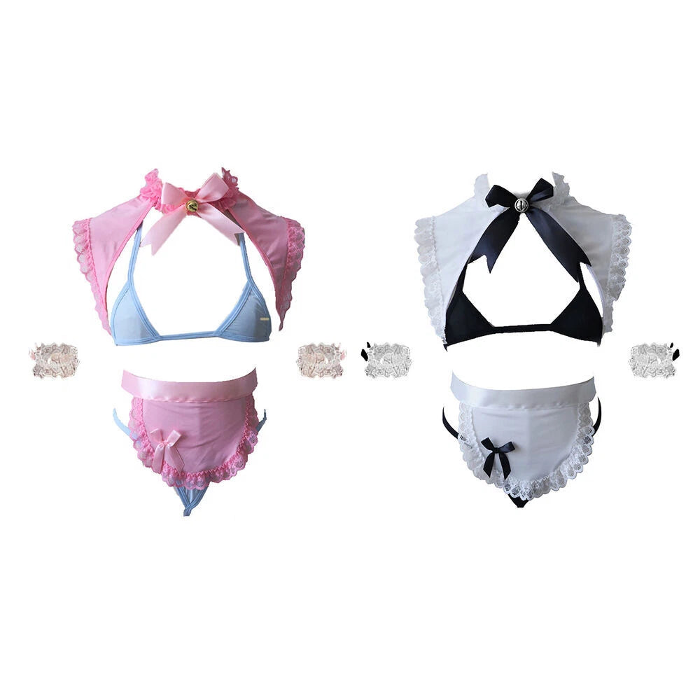Women's Sexy Japanese Anime Maid Cosplay Costumes Teddy Lingerie Set Nightwear