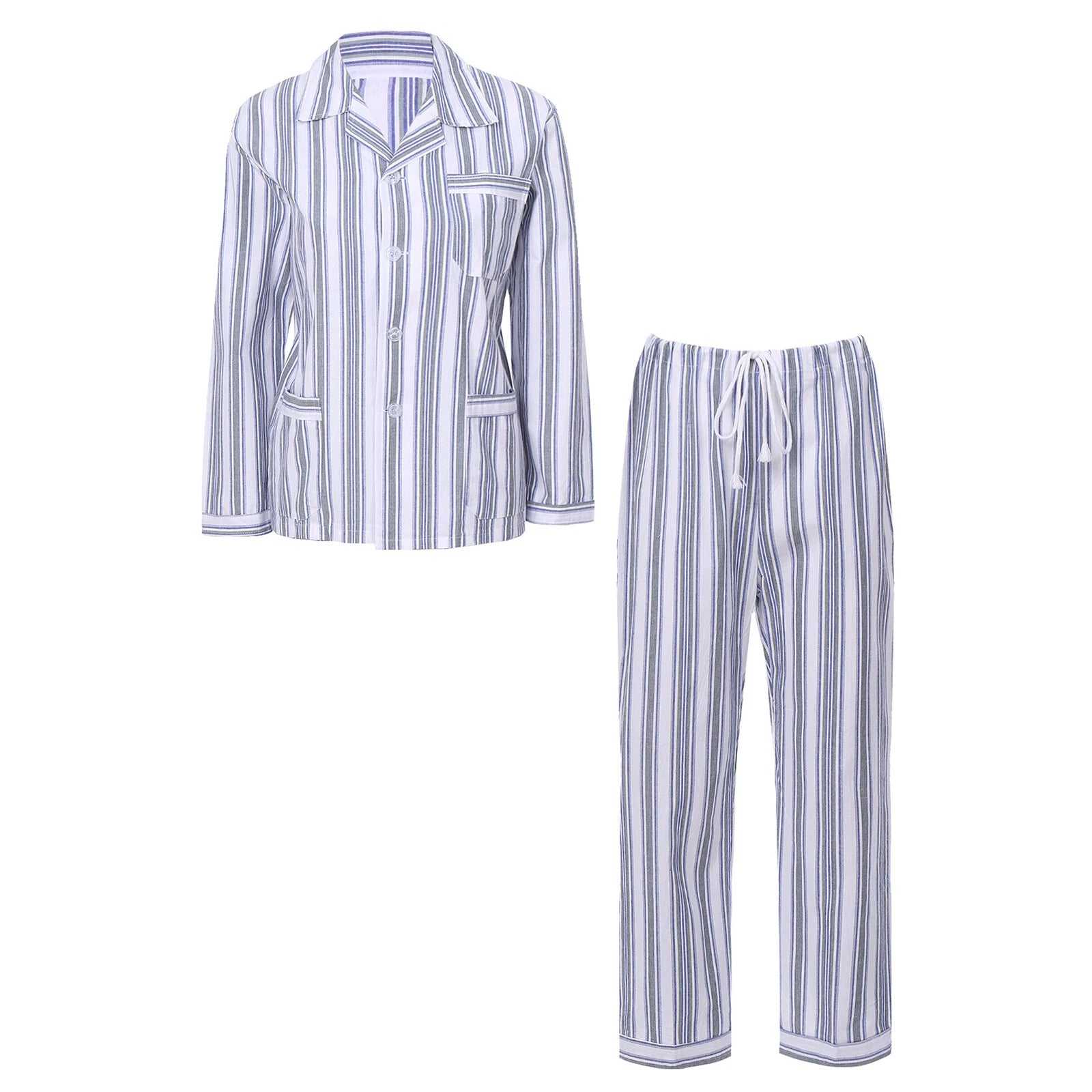 Womens Sleepwear Casual Loungewear Multiple Pockets Pajama Set Button Down Soft