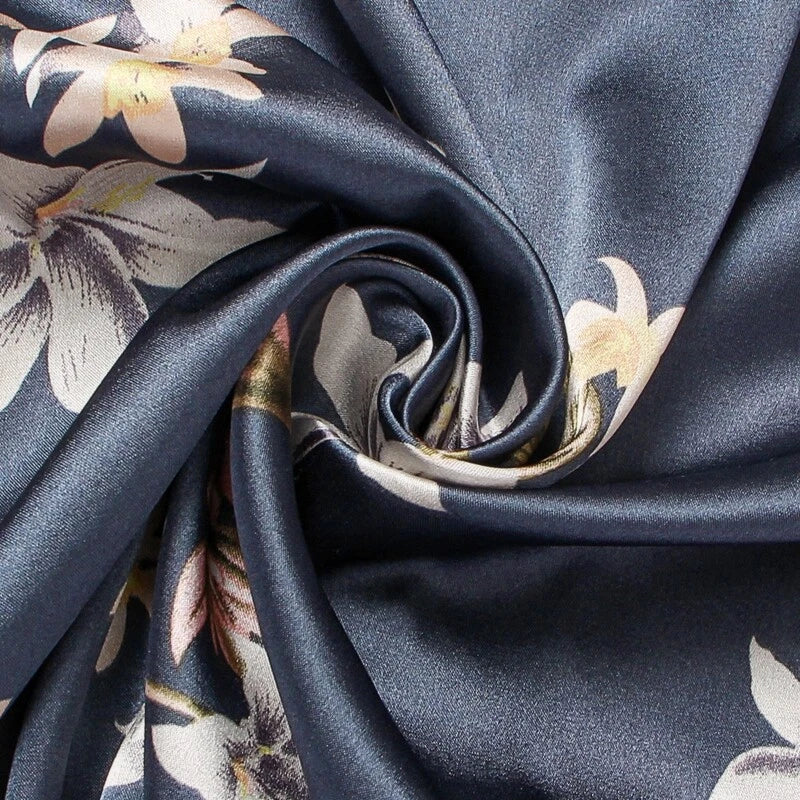 Women Silk Satin Pajamas Set Long Sleeve Button-Down Sleepwear Loungewear Charm