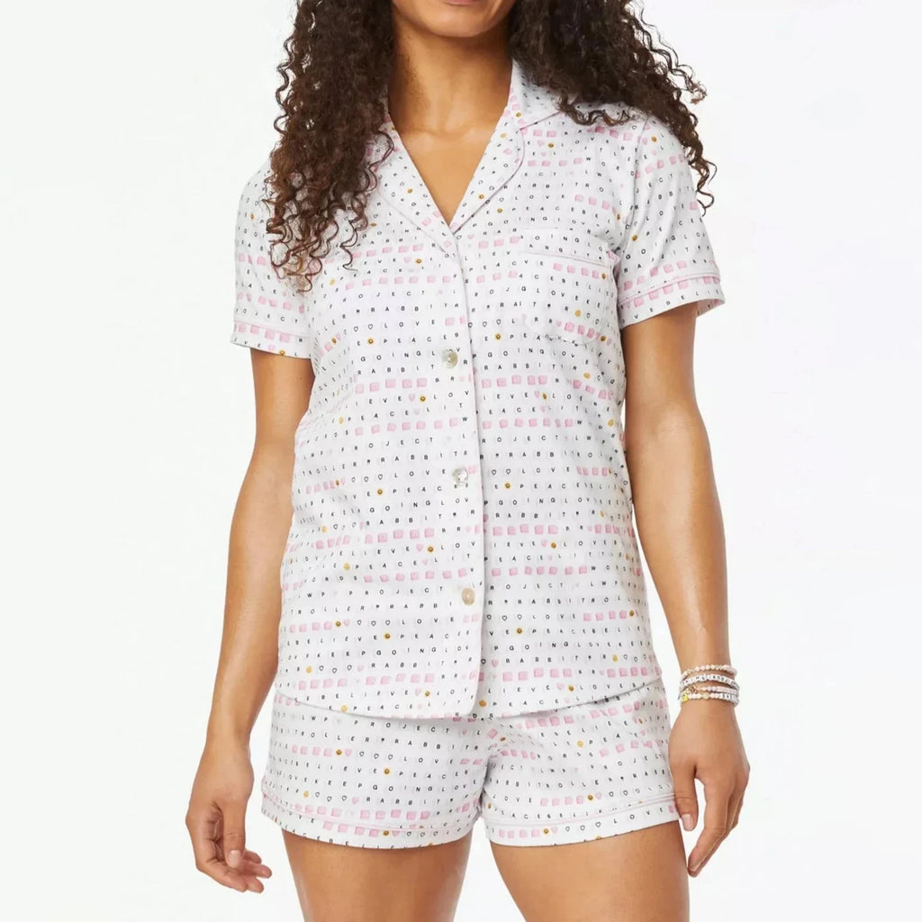 Womens Cute Roller Rabbit Pajamas Monkey Print Sleep Pajama Shorts Set for Women