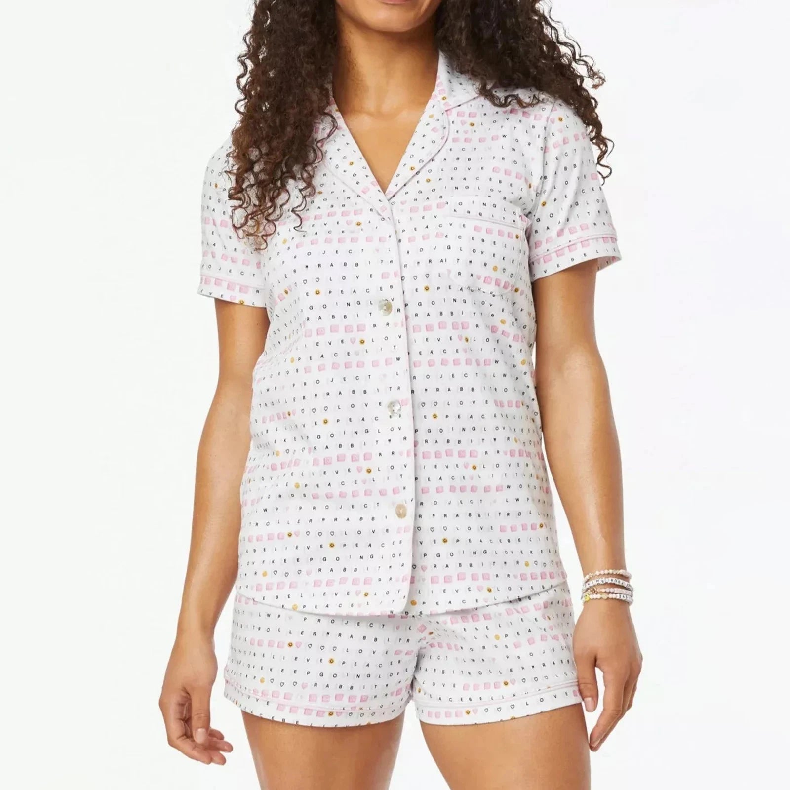 Womens Cute Roller Rabbit Pajamas Monkey Print Sleep Pajama Shorts Set for Women