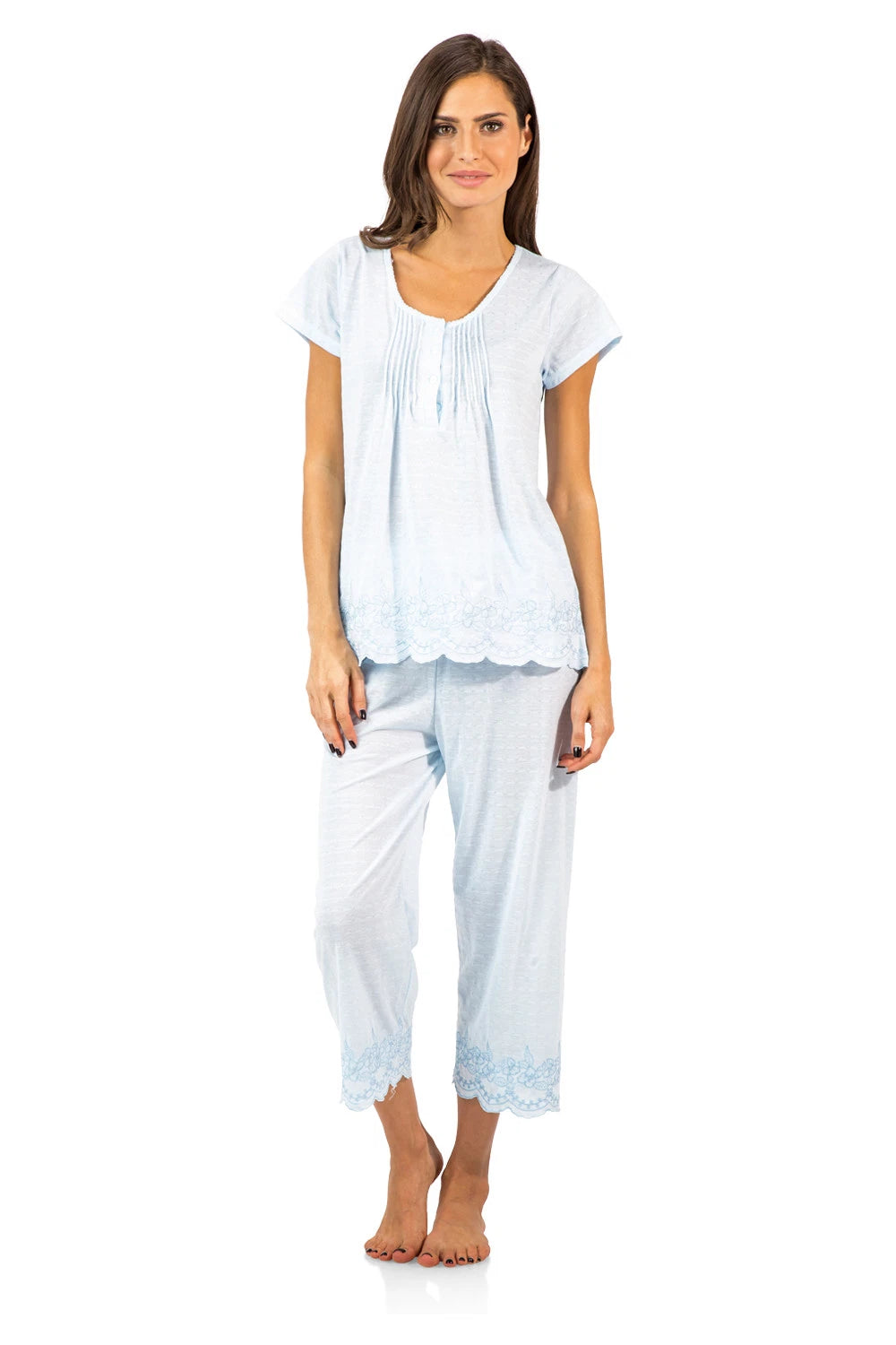 Casual Nights Women's Short Sleeve Floral Capri Pajama Set