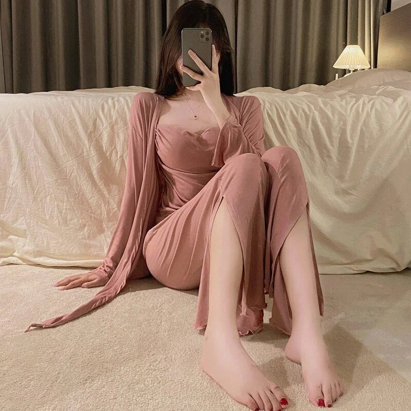 2023 Pajamas Women's 4/3 Piece Sexy Pajamas Underwear Chest Pad Set