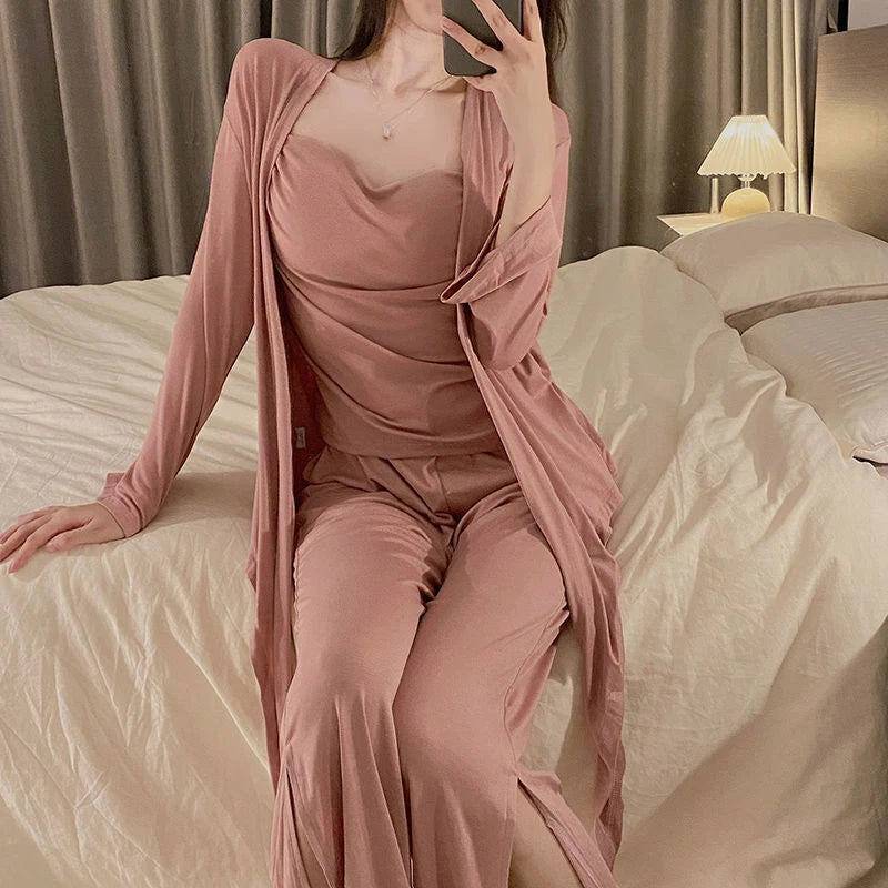 2023 Pajamas Women's 4/3 Piece Sexy Pajamas Underwear Chest Pad Set