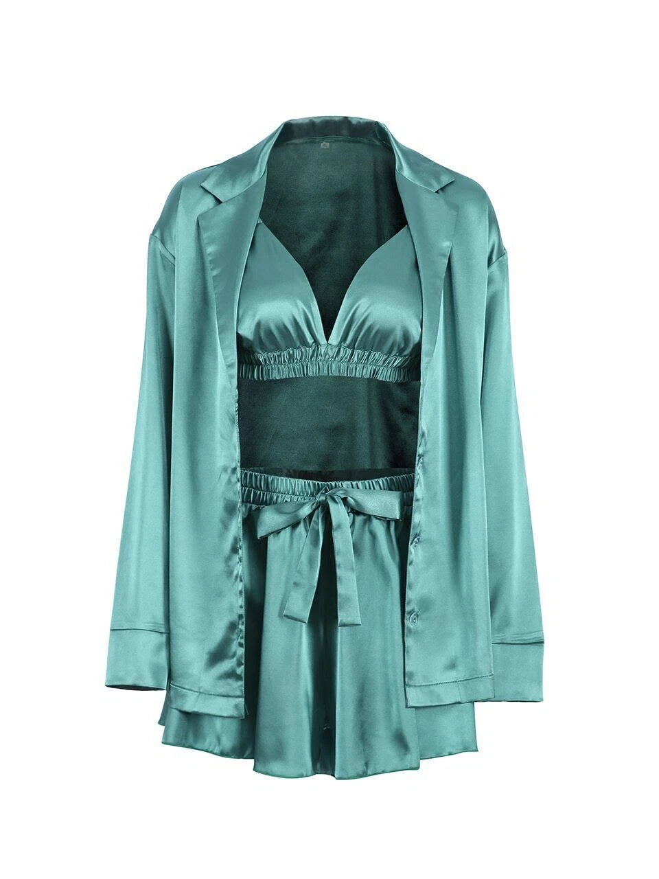 2023 Bathrobe set, women's 3-piece set, pleated robe, women's pajama set