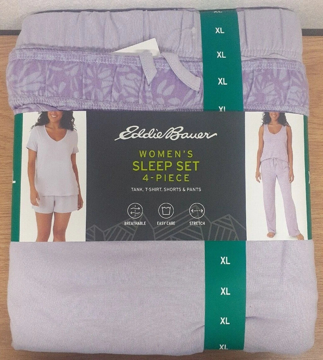 Eddie Bauer Womens Set 4-pc shorts, pants, tank, t-shirt Christmas Gift Pyjamas