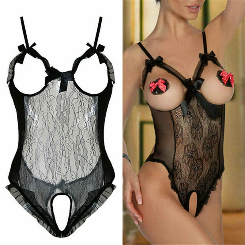 Womens Sexy-Lingerie Babydoll Sleepwear Underwear Lace Dress G-String Nightwear