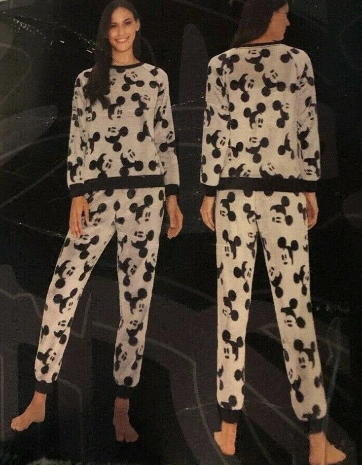 DISNEY WOMENS MICKEY 2 PCS JOGGER LOUNGE SET  PJ PAJAMAS SET