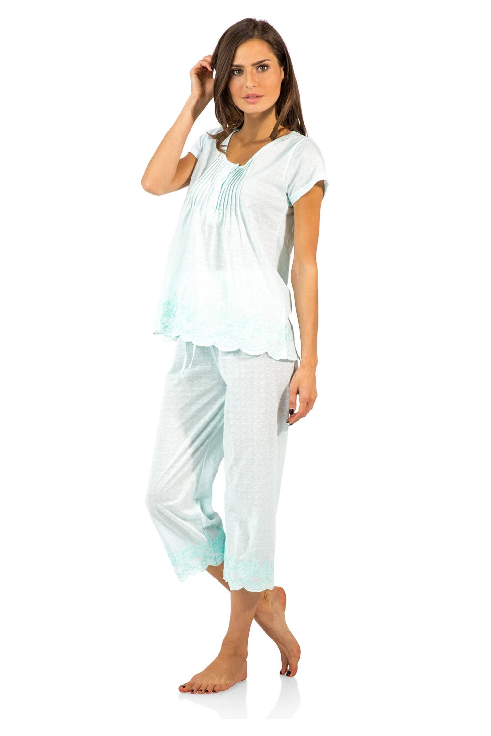 Casual Nights Women's Short Sleeve Floral Capri Pajama Set