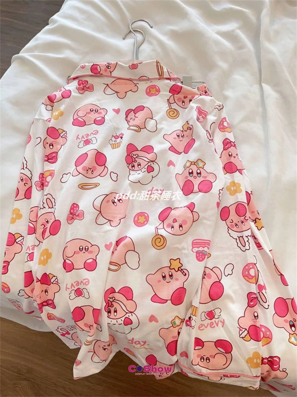 Woman Cartoon Kirby Star Kawaii Costume Pajamas Top Pants Nightwear Home Wear