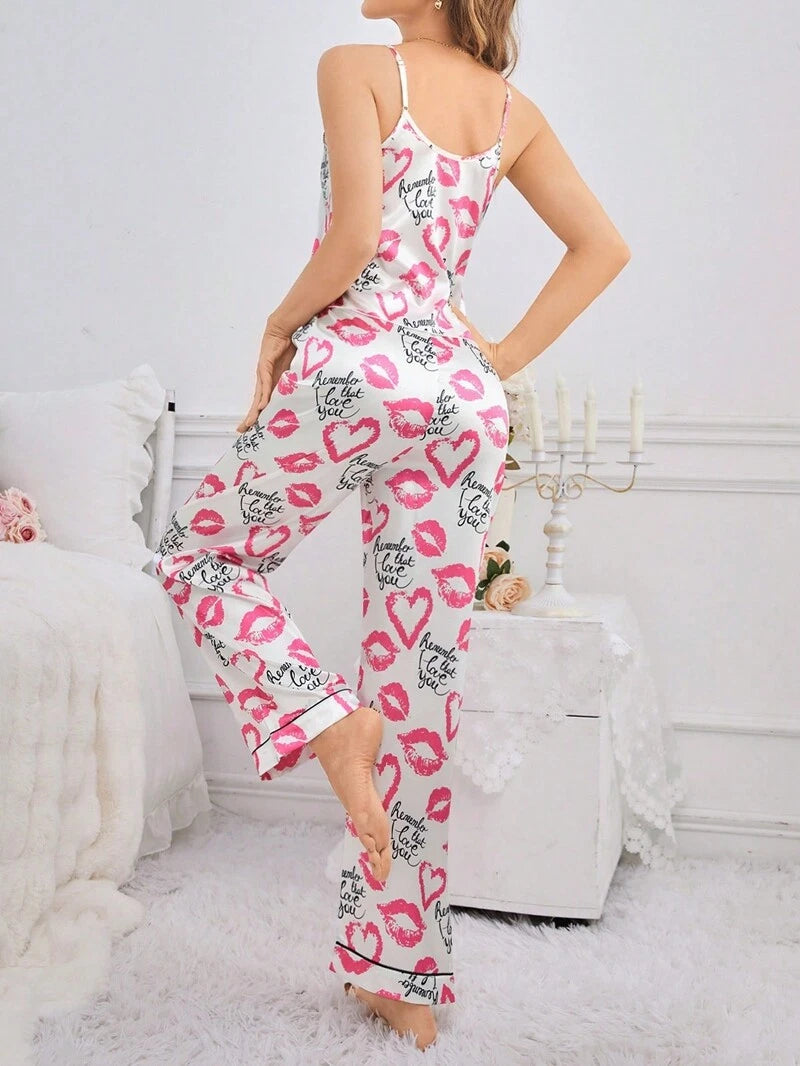 Women Silk Satin Pajamas Pj Cami Vest Set Soft Nightwear Sleepwear Sexy Lingerie