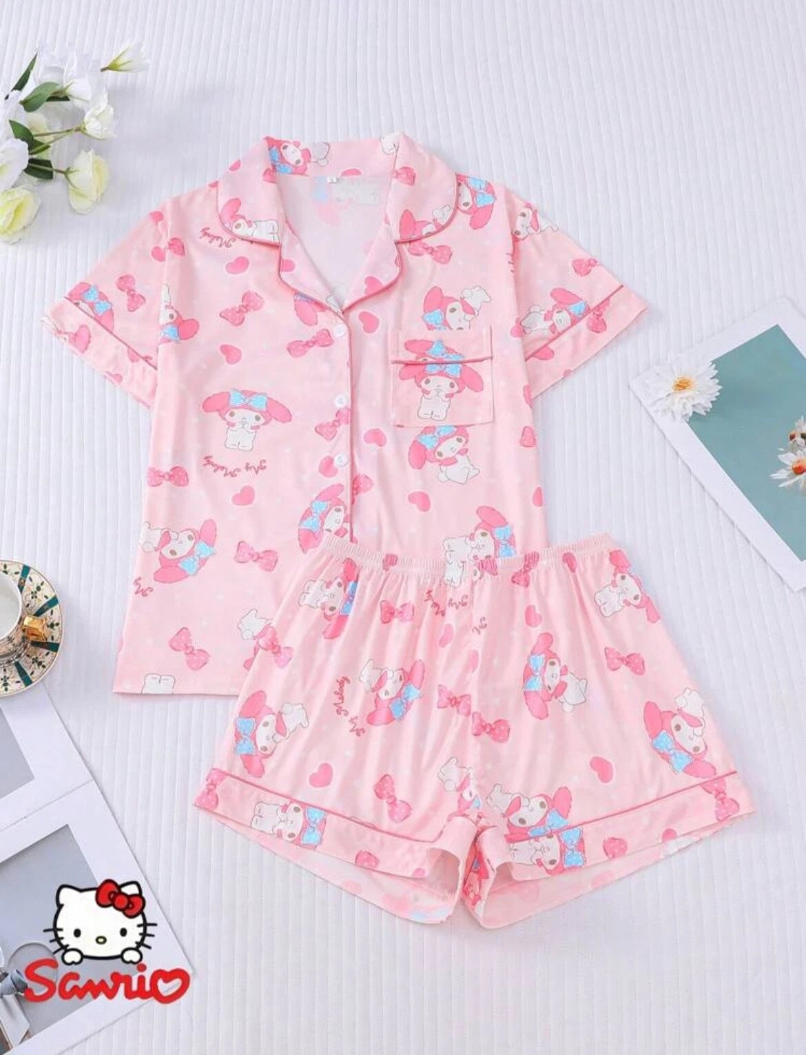 Sanrio Hello Kitty My Melody Pajama Sleepwear Kawaii Pajamas Pink Cute