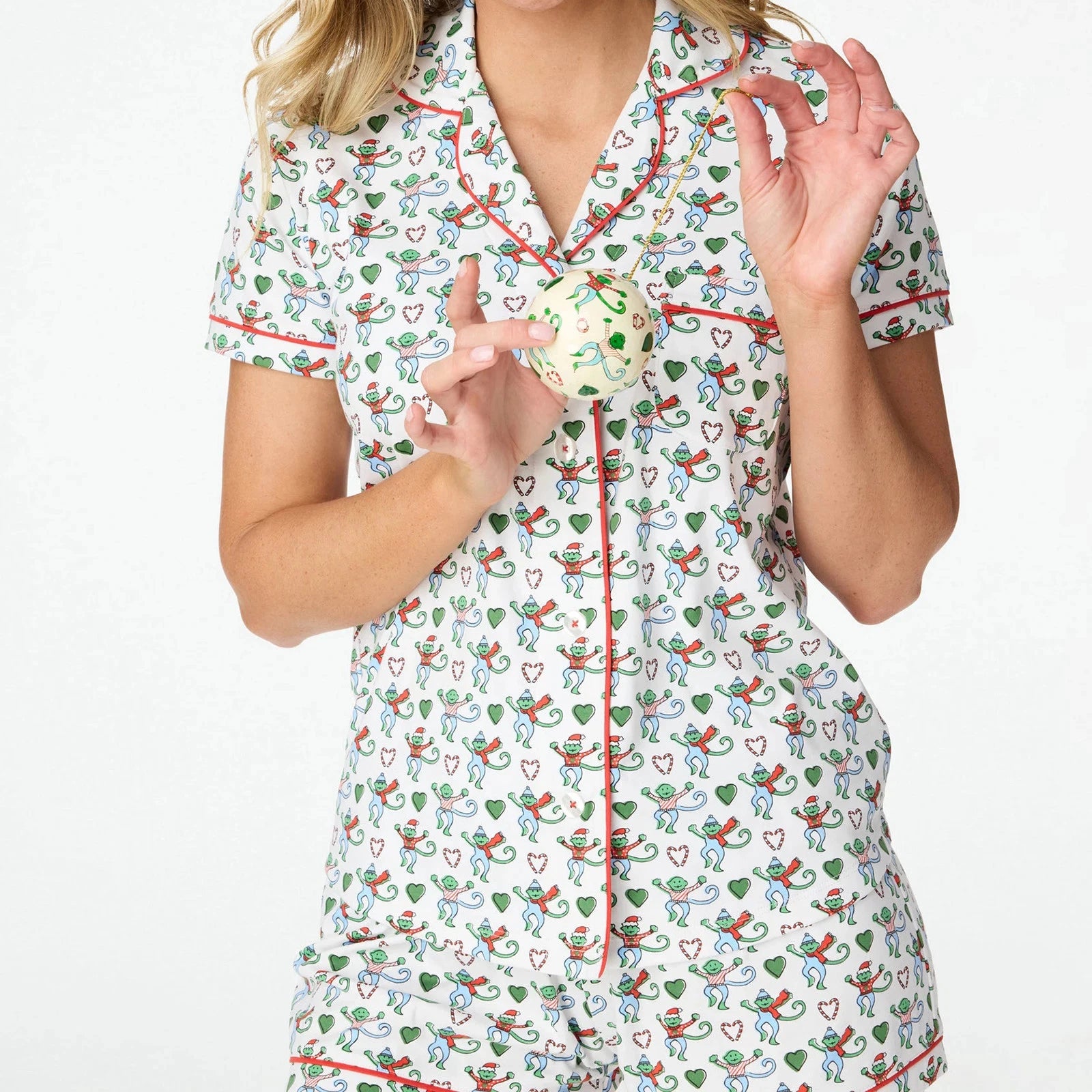 Womens Cute Roller Rabbit Pajamas Monkey Print Sleep Pajama Shorts Set for Women