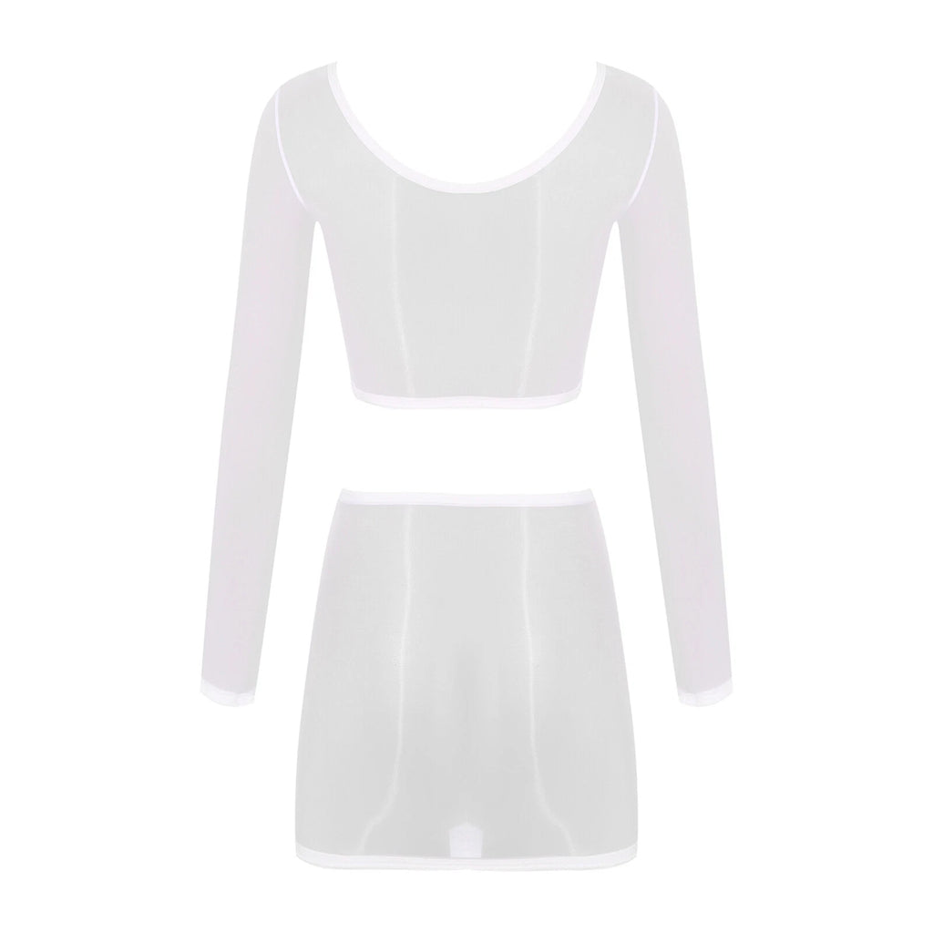 Womens Nightwear Long Sleeve Clubwear Bodycon Outfits Nylon Pajamas Sexy Mini