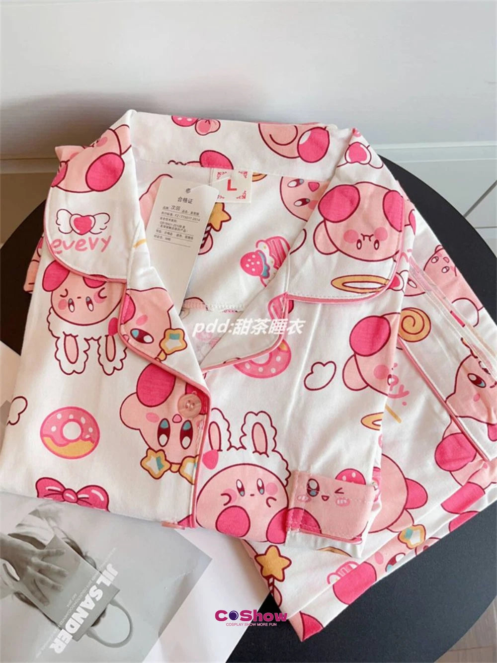 Woman Cartoon Kirby Star Kawaii Costume Pajamas Top Pants Nightwear Home Wear