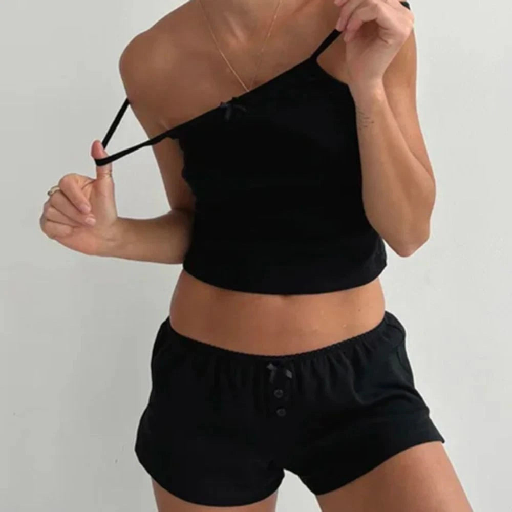 Button Two Piece Nightwear Lace Summer Dress Set Pyjama Suits Summer-