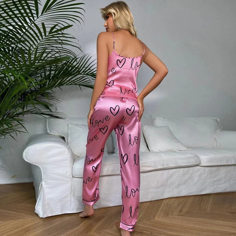 Women Silk Satin Pajamas Pj Cami Vest Set Soft Nightwear Sleepwear Sexy Lingerie