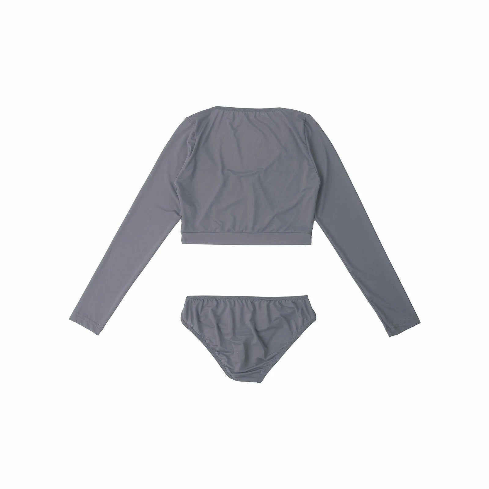 Womens Two-piece Underwear Lingerie Babydoll Long Sleeve Crop Top Brief Clubwear