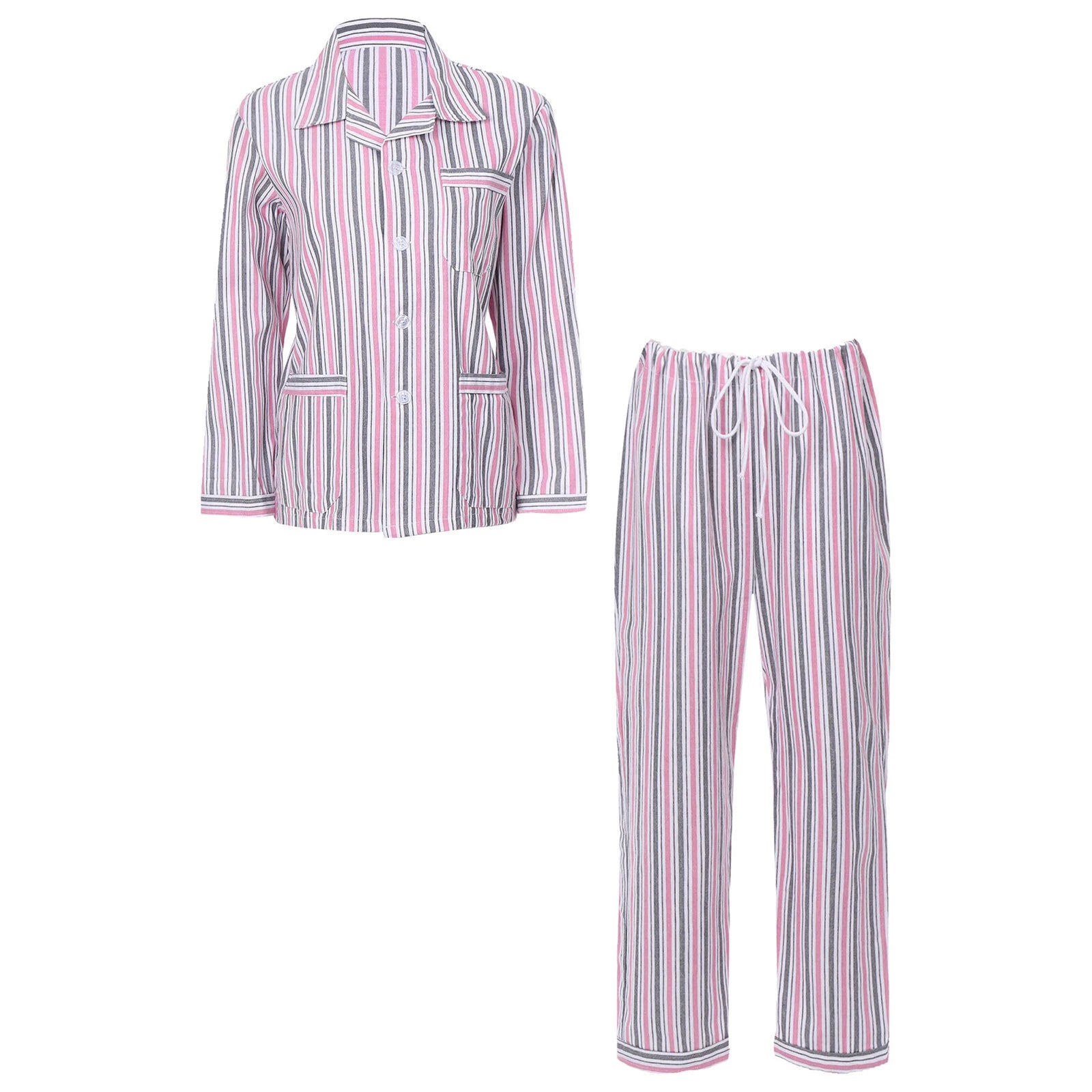 Womens Sleepwear Casual Loungewear Multiple Pockets Pajama Set Button Down Soft