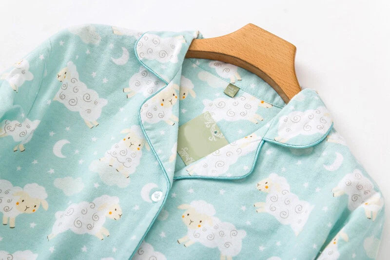 Ladies/Womens 100% Brushed Cotton Pyjamas Set Check Print Button Up Loungewear