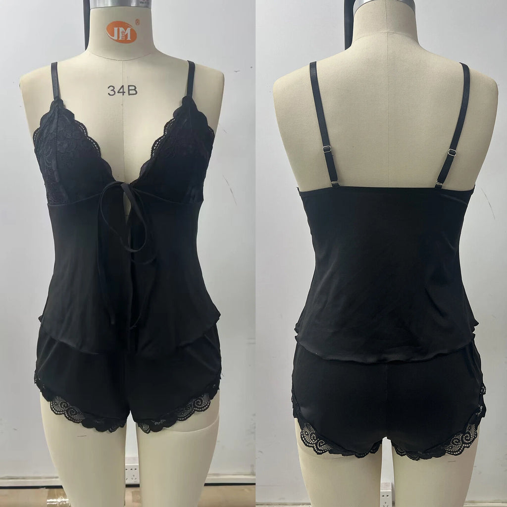 Womens Lingerie Nightwear Satin Cami Short Outfits Sleepwear Underwaer Pajamas