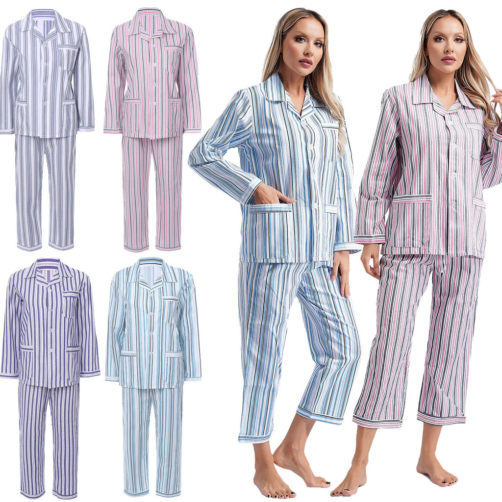 Womens Sleepwear Casual Loungewear Multiple Pockets Pajama Set Button Down Soft
