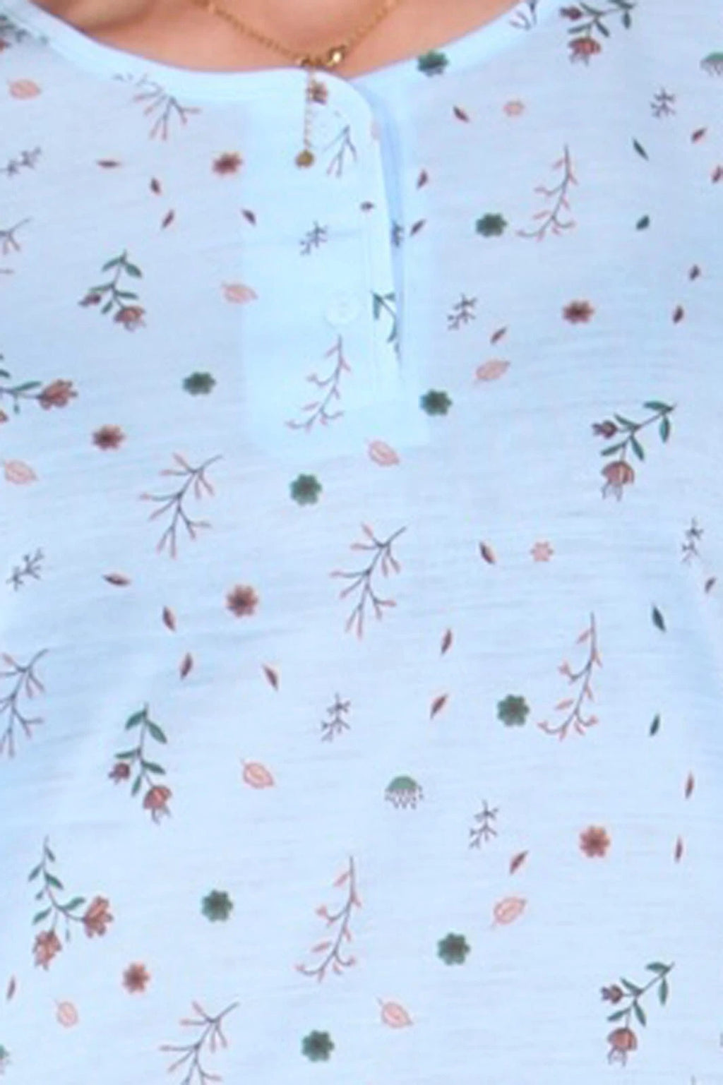 PJ Set Ladies Short Sleeve Flower Print Pyjama Set Cotton Blend Womens Nightwear