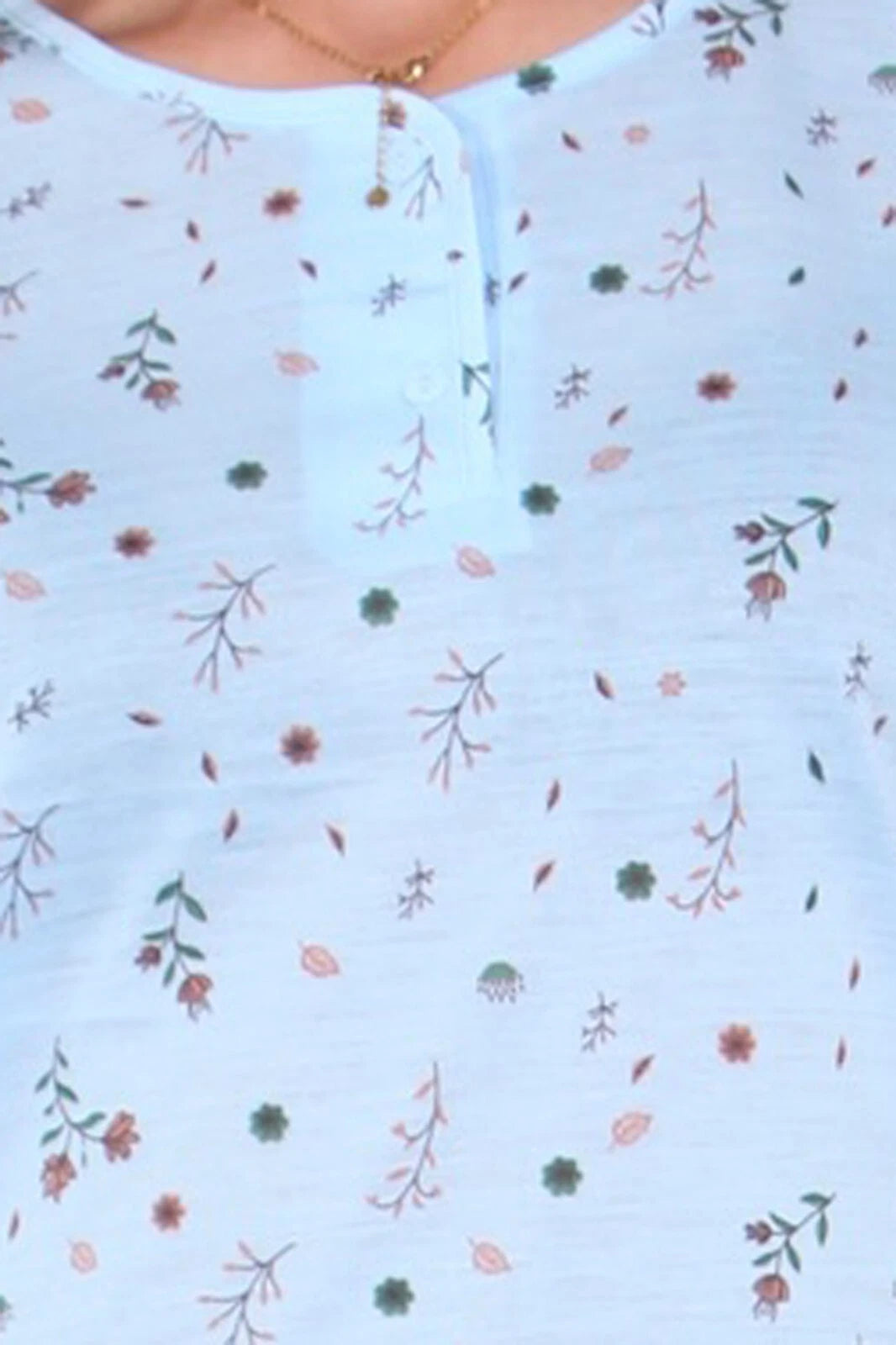 PJ Set Ladies Short Sleeve Flower Print Pyjama Set Cotton Blend Womens Nightwear