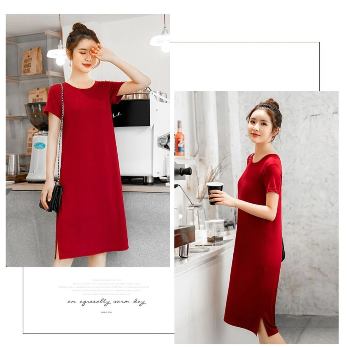 Women's Summer Modal Cotton Dress - Loose Plus Size Loungewear Nightwear Dress