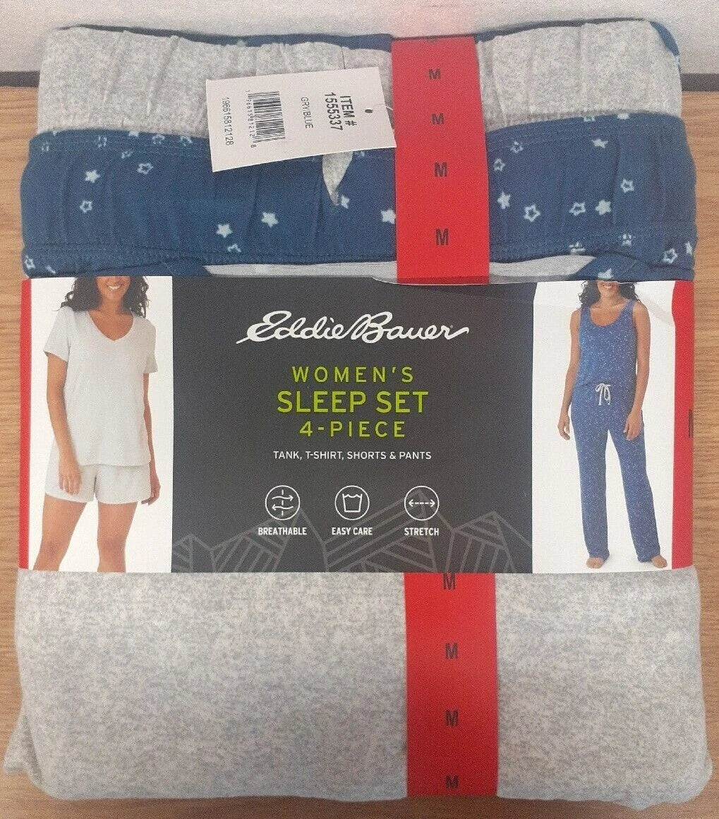 Eddie Bauer Womens Set 4-pc shorts, pants, tank, t-shirt Christmas Gift Pyjamas