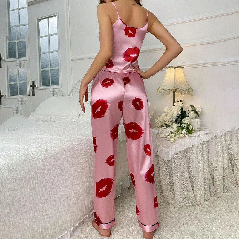 Women Silk Satin Pajamas Pj Cami Vest Set Soft Nightwear Sleepwear Sexy Lingerie