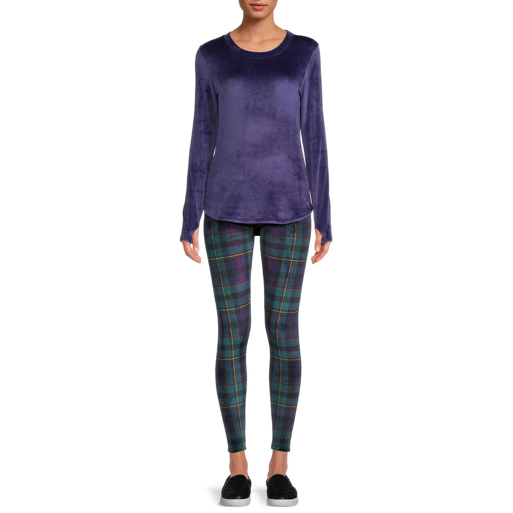 Cuddl Duds VELOUR 2pc Set ClimateRight Womens S-2X Top Legging Pajama Base Layer