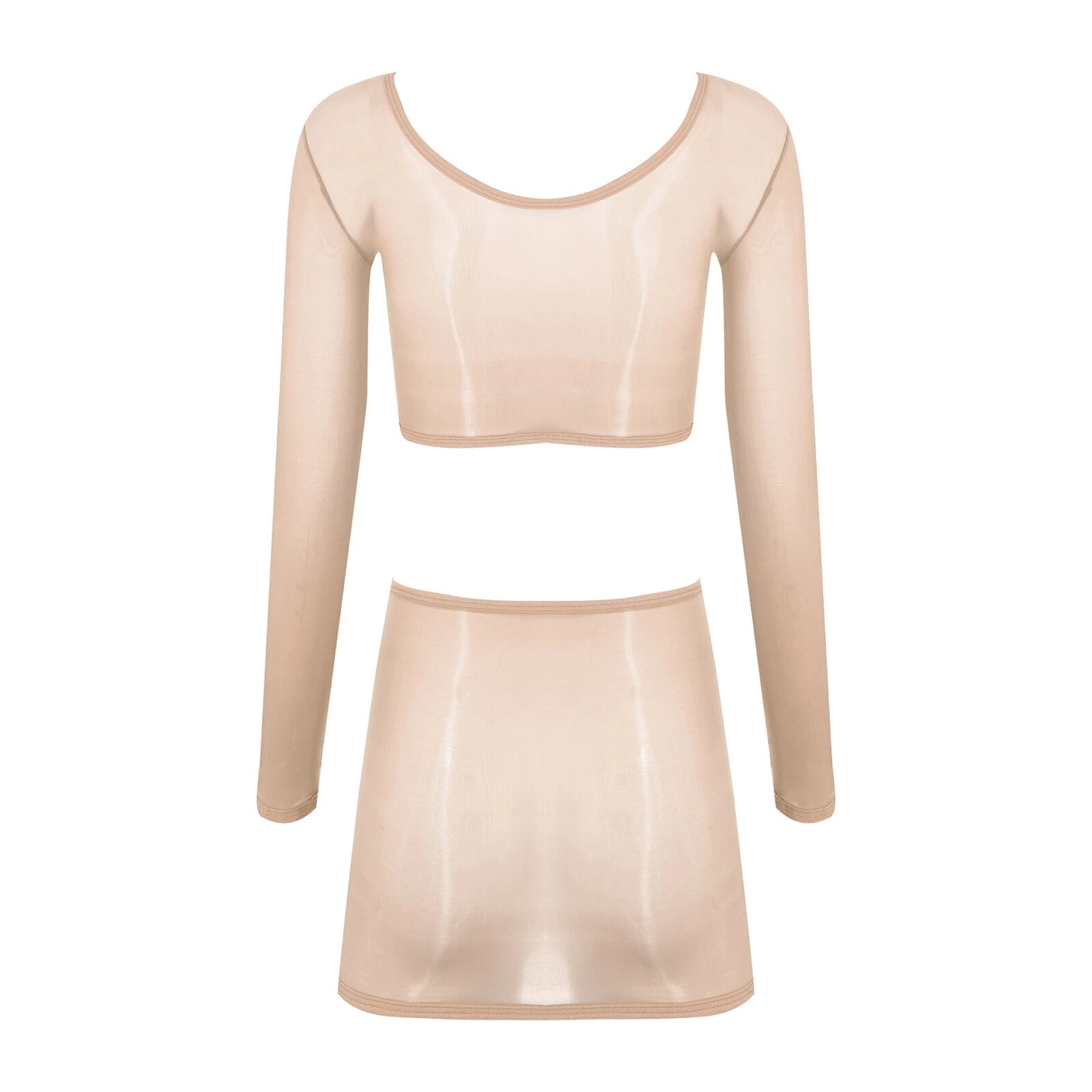 Womens Nightwear Bodycon Clubwear Nylon Outfits Perspective Crop Top Silky Mini