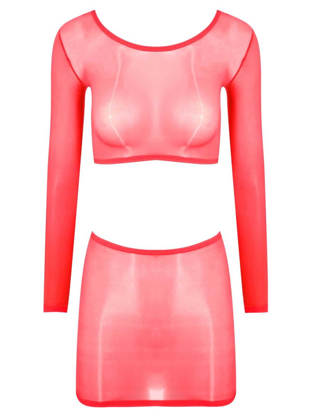 Womens Nightwear Bodycon Clubwear Nylon Outfits Perspective Crop Top Silky Mini