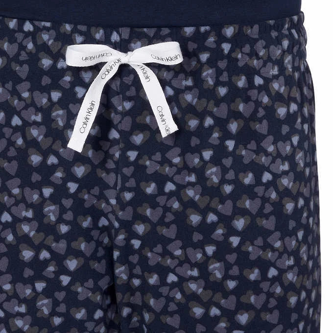 NWT!! Calvin Klein Women's Fleece PJ Set, Black/Blue/Red