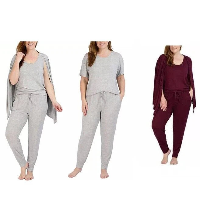 Live 2 Lounge Women's 4 Piece Essential Lounge Set Tank Tee Cardigan Jogger