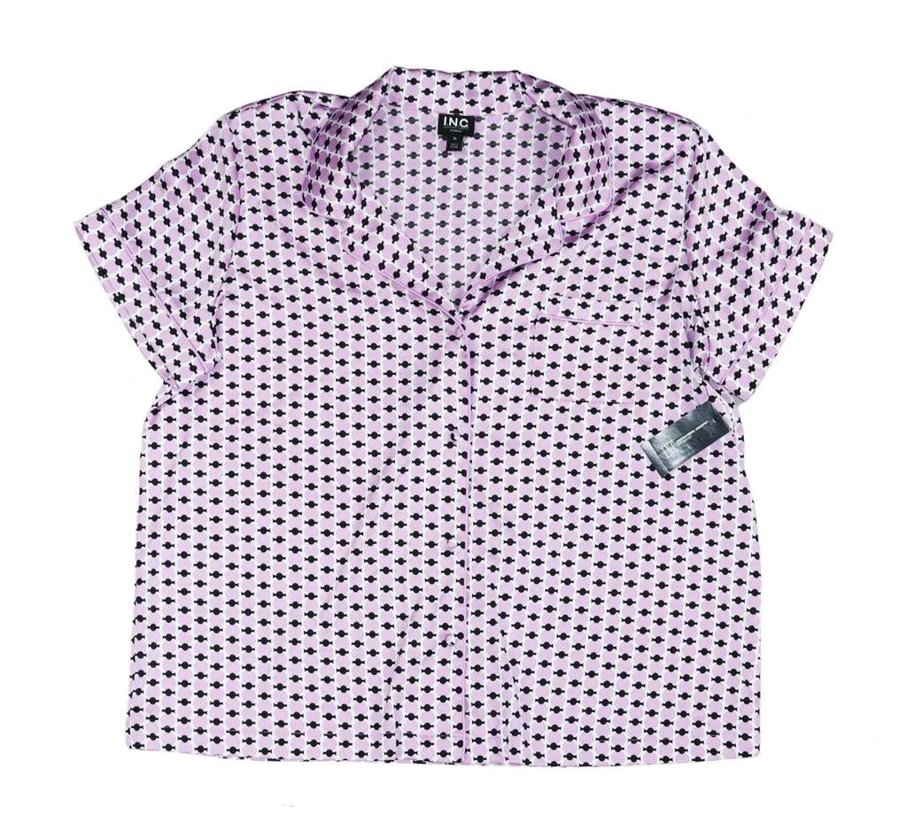 INC International Concepts Geo Rings 2-Piece Satin Women's Pajama Set NWT