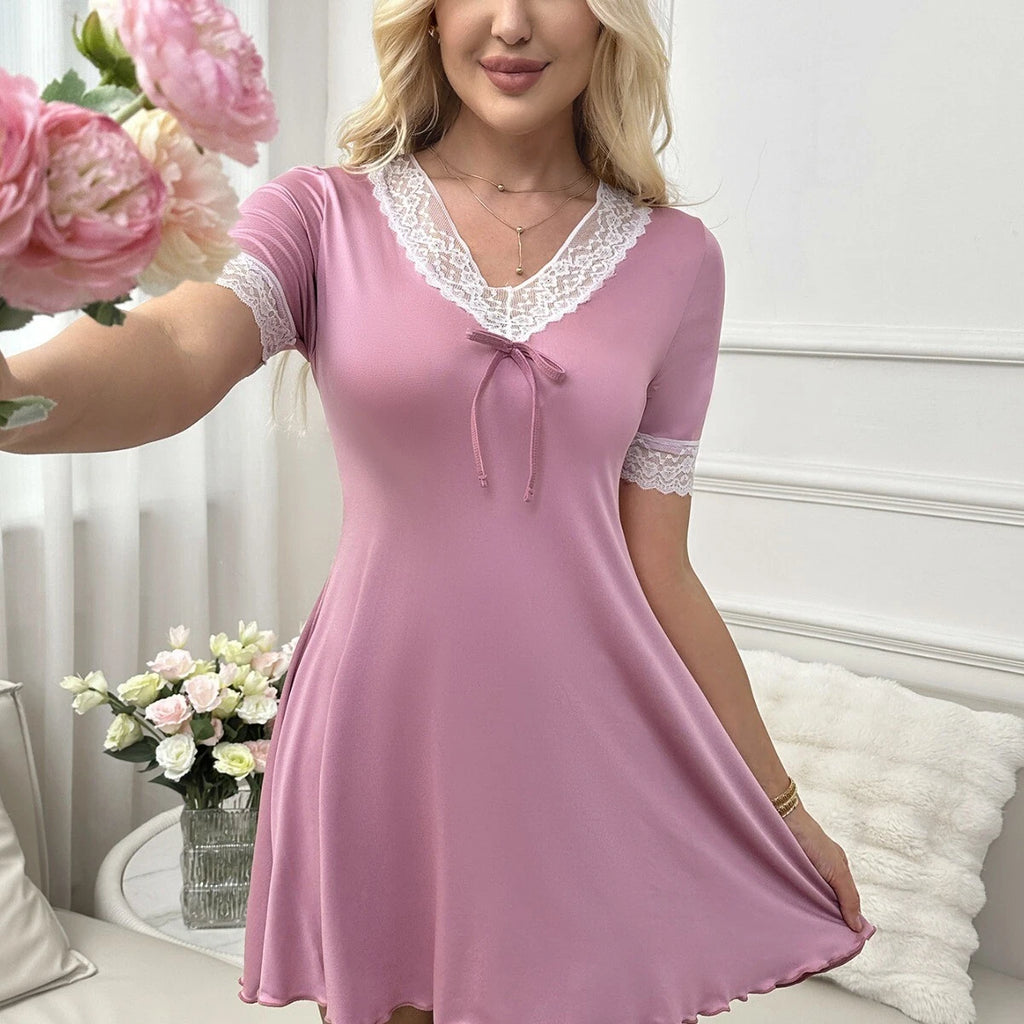 Pink-Women-Sexy-Lingerie-Sleepwear-Lace-Panties-Underwear-Nightwear-Babydoll-Set