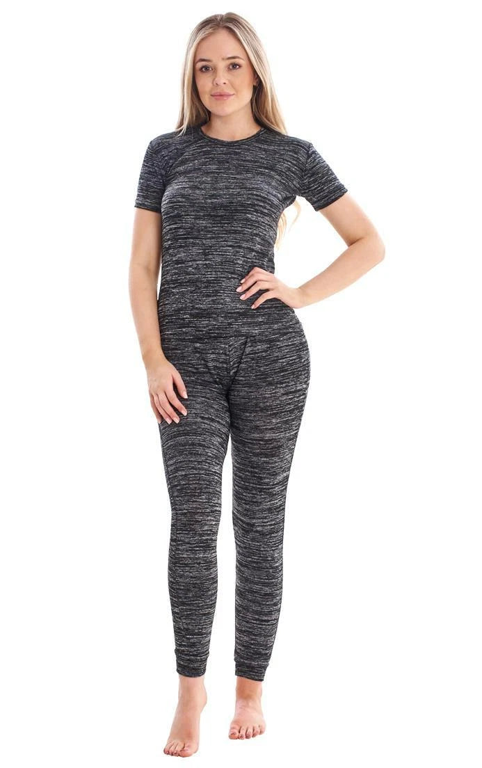 Ladies Stretch Short Sleeve Loungewear PJ'S Pockets Pyjama Set