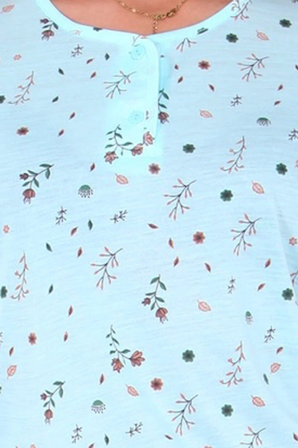 PJ Set Ladies Short Sleeve Flower Print Pyjama Set Cotton Blend Womens Nightwear