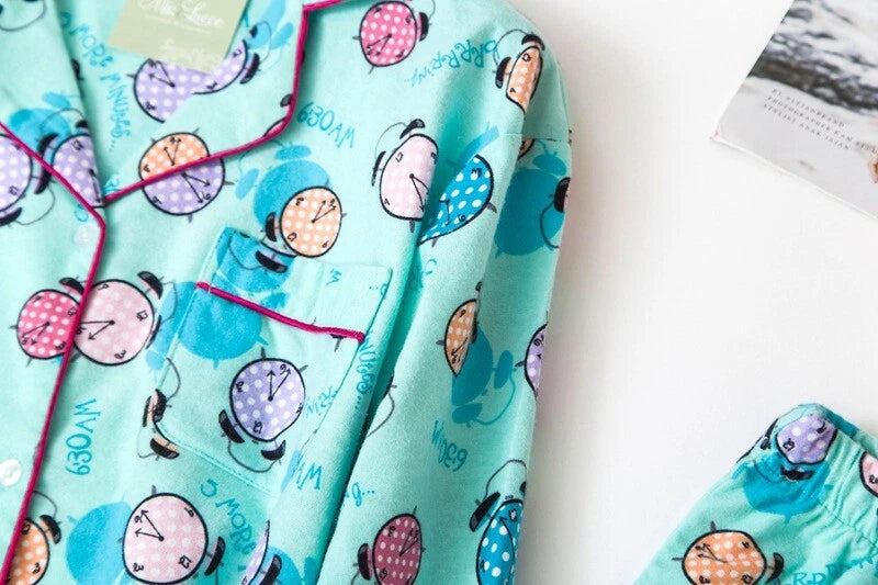 Ladies/Womens 100% Brushed Cotton Pyjamas Set Check Print Button Up Loungewear