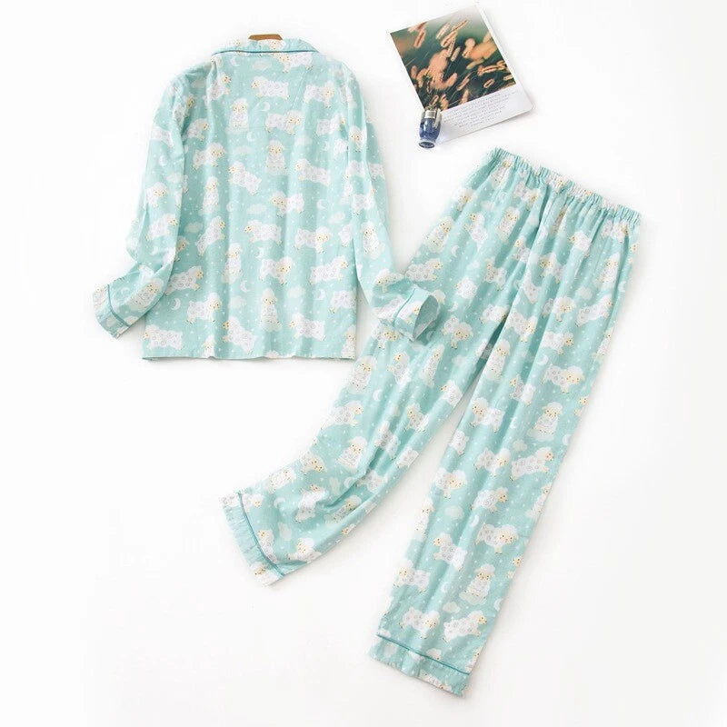Ladies/Womens 100% Brushed Cotton Pyjamas Set Check Print Button Up Loungewear