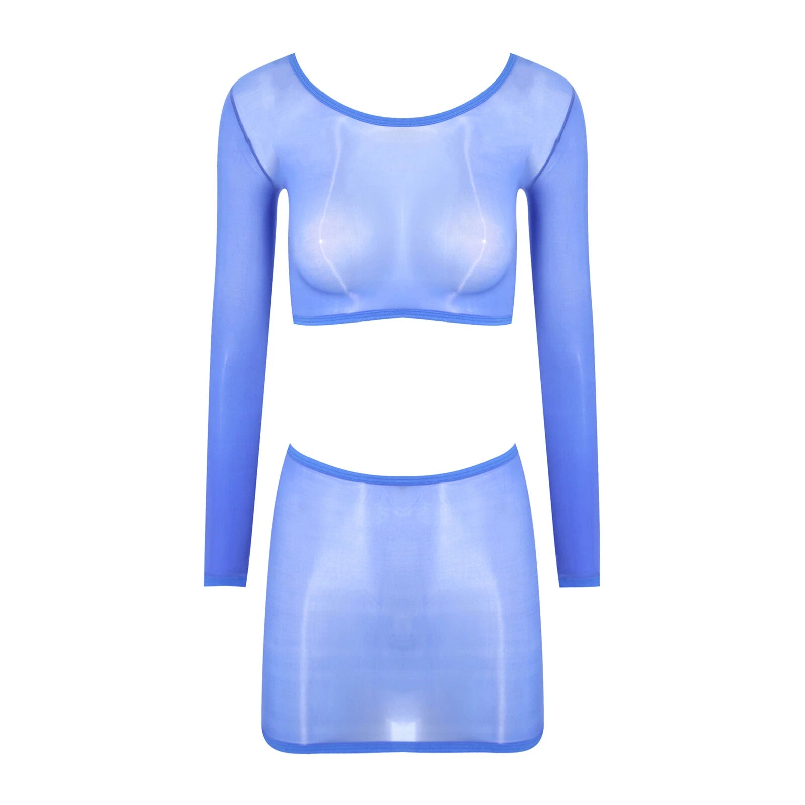 Womens Nightwear Bodycon Clubwear Nylon Outfits Perspective Crop Top Silky Mini