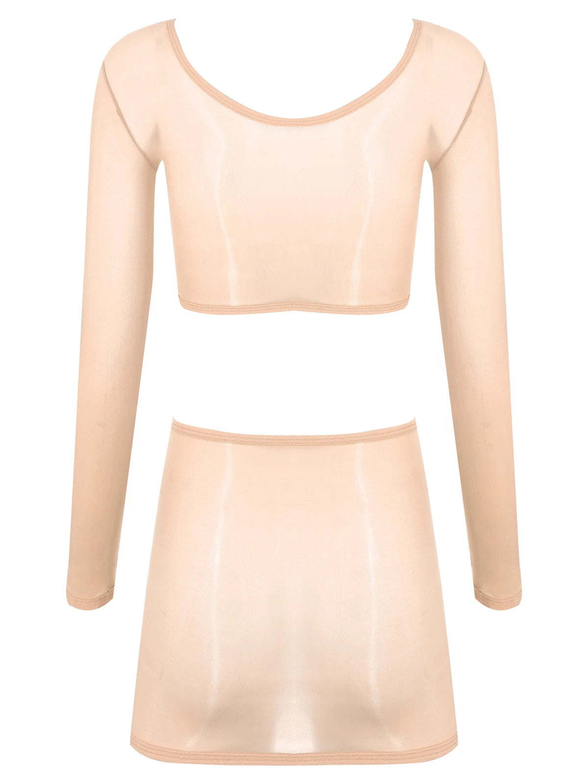 Womens Nightwear Bodycon Clubwear Nylon Outfits Perspective Crop Top Silky Mini