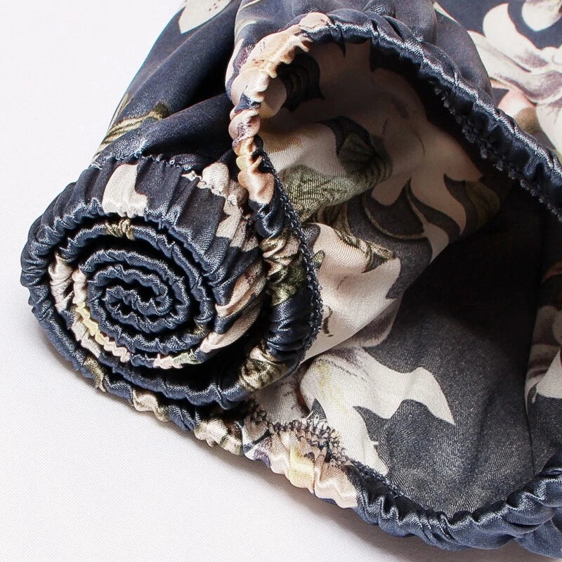 Women Silk Satin Pajamas Set Long Sleeve Button-Down Sleepwear Loungewear Charm