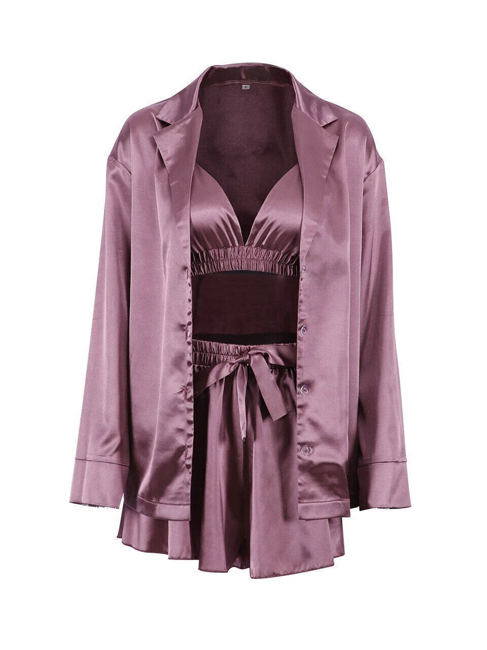 2023 Bathrobe set, women's 3-piece set, pleated robe, women's pajama set